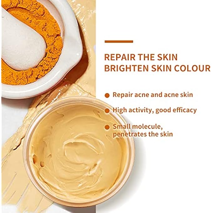LIYALAN TURMERIC CLAY MASK FOR BLACKHEADS AND PORES, FACE MASK, SKIN CARE, MASK GLEAMING, VITAMIN C, FACIAL MASK FOR DARK SPOTS - Image 4